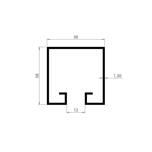 JM-027 - Trilho Alumínio Pantográfico Extra Leve 38x38mm