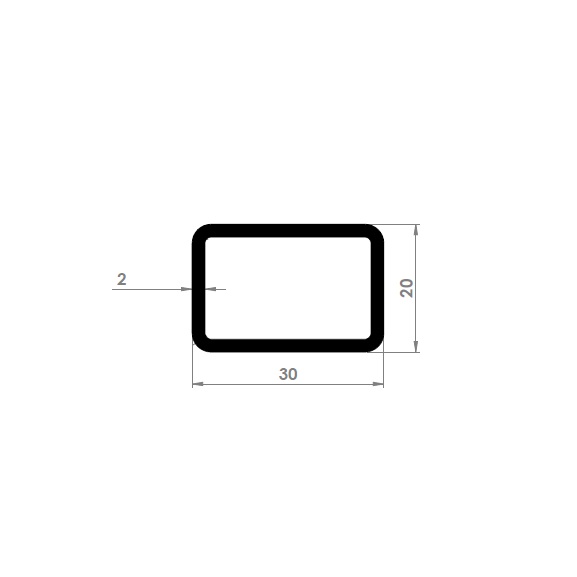 TB-013 - Tubo Retangular 20 x 30 x 2,0mm