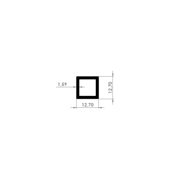 TB-012 - Tubo Quadrado 12,7 x 1,58mm (1/2" x 1/16")