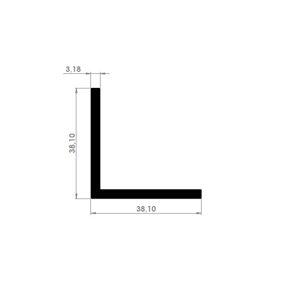 JM-060- Cantoneira 38 x 38 x 3,18mm (1.1/2" x 1/8")