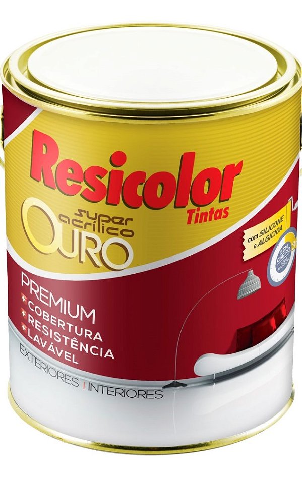 Tinta Esmalte Resicolor Base Solvente Brilhante 225ml Para Metais E Madeiras Amarelo Ouro