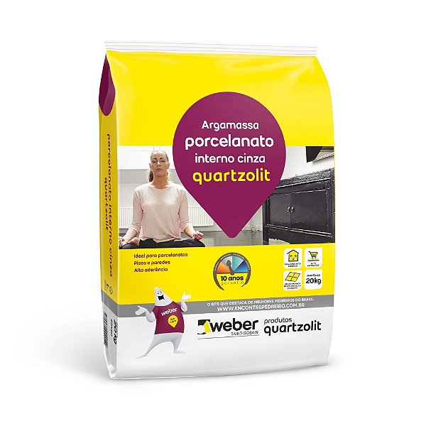 ARGAMASSA INTERNO PORCELANATO CINZA QUARTZOLIT20KG