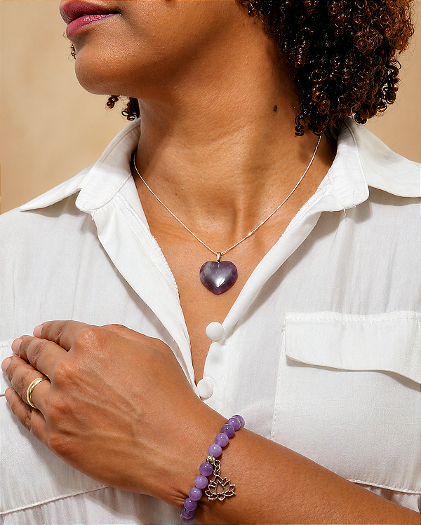 Pulseira & Colar Prata 925 - Pedra Ametista Roxo