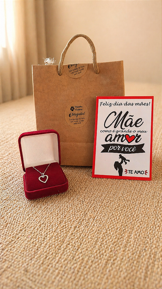 Colar Elo de Amor em Prata 925 + Estojo de Veludo Vermelho