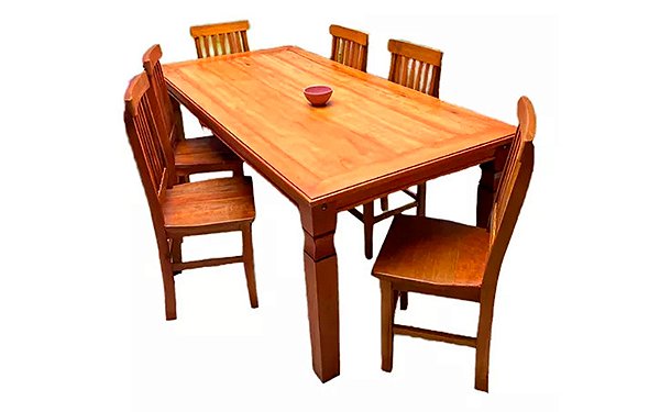 Mesa De Jantar 1,40 X 0,80 + 6 Cadeiras Madeira Peroba Rosa