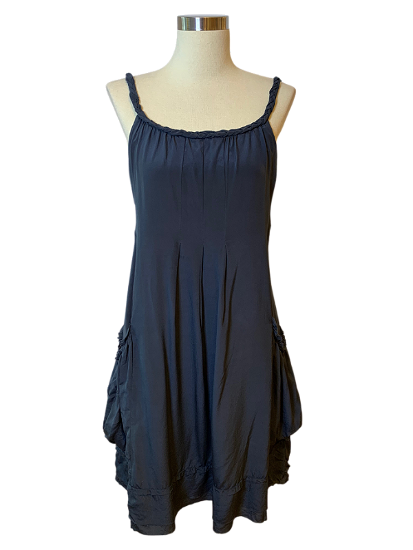 VEST CURTO ALCINHA TRANÇADA SEDA MARINHO BOBO M