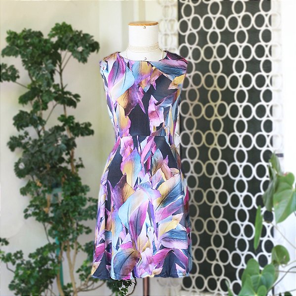 Vestido estampado colorido, P