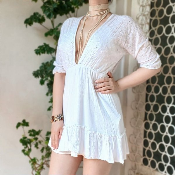 Vestido branco laise, M