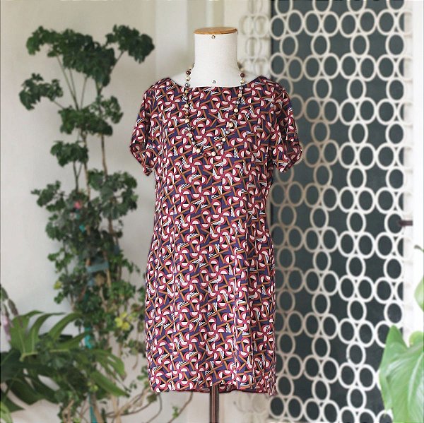 Vestido reto geométrico P/M