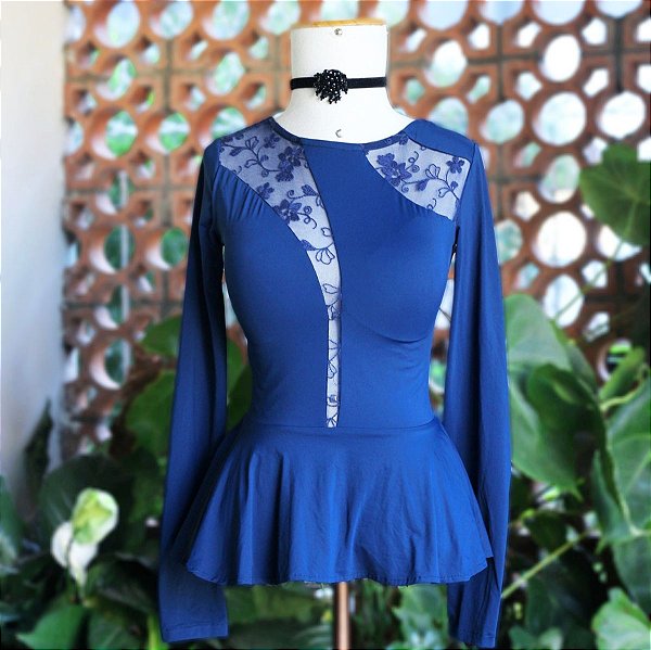 Blusa azul peplum P