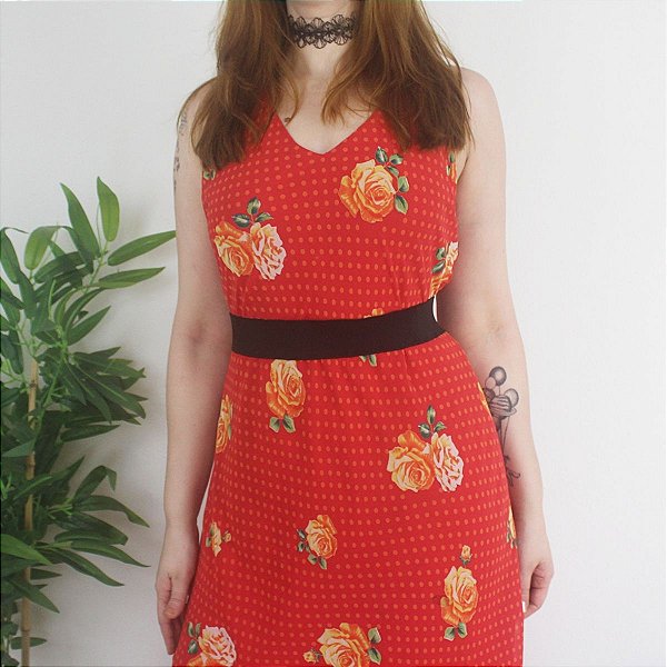 Vestido vermelho estampado M