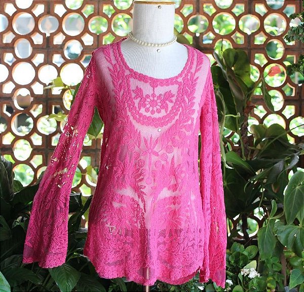 Blusa renda rosa M