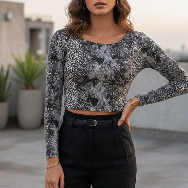 Cropped animal print P