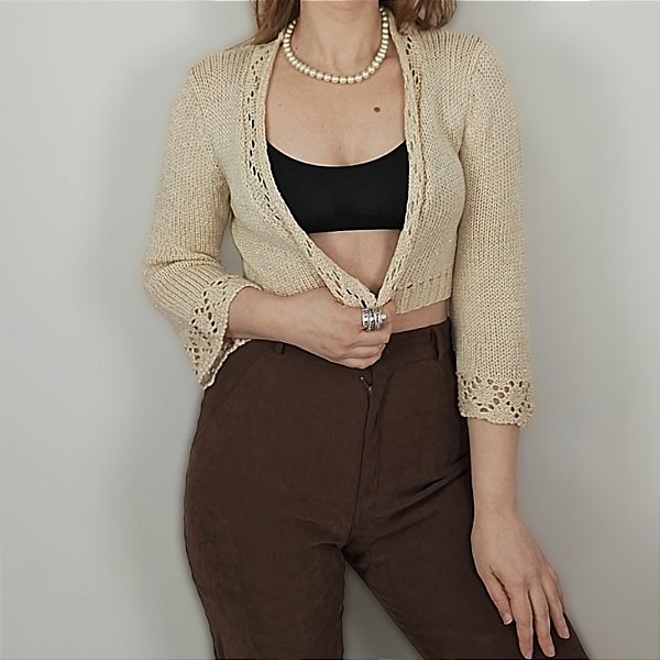 Cardigan cropped bege P