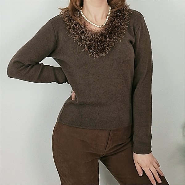 Suéter marrom pelúcia M