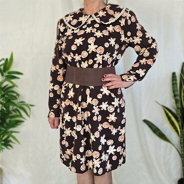 Vestido vintage marrom GG