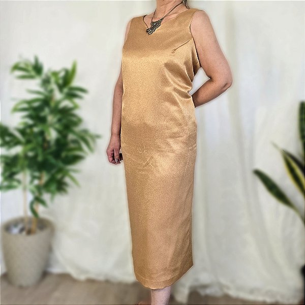 Vestido festa dourado GG