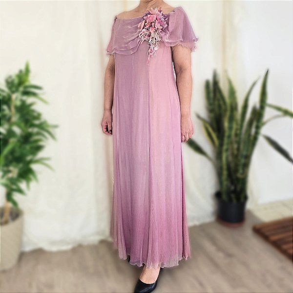 Vestido rosa chiffon de seda G