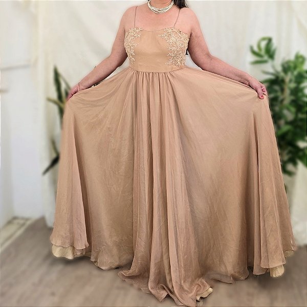 Vestido festa bege nude M/G
