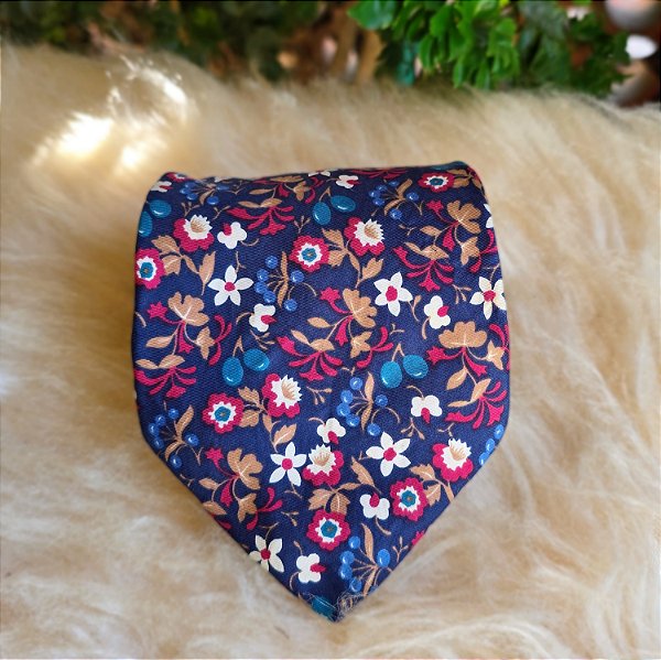 Gravata vintage seda floral