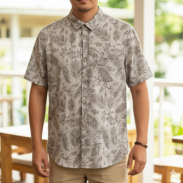 Camisa bege tropical M