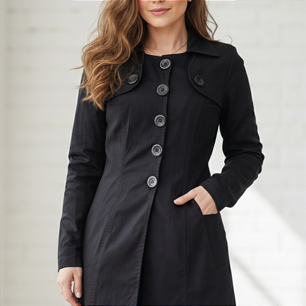 Casaco preto trench coat P
