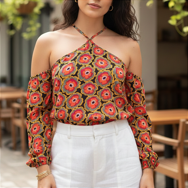 Blusa estampada viscose M