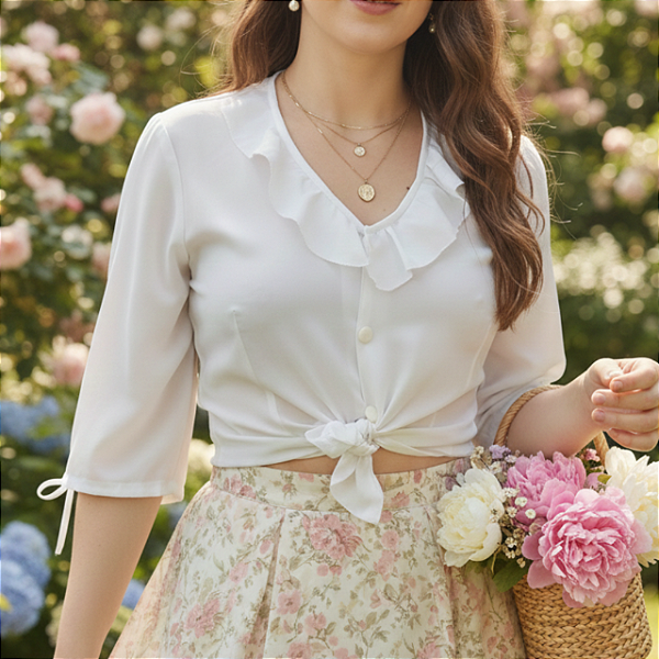 Camisa branca babados M