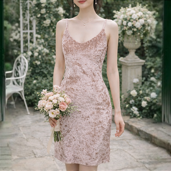 Vestido veludo molhado PP