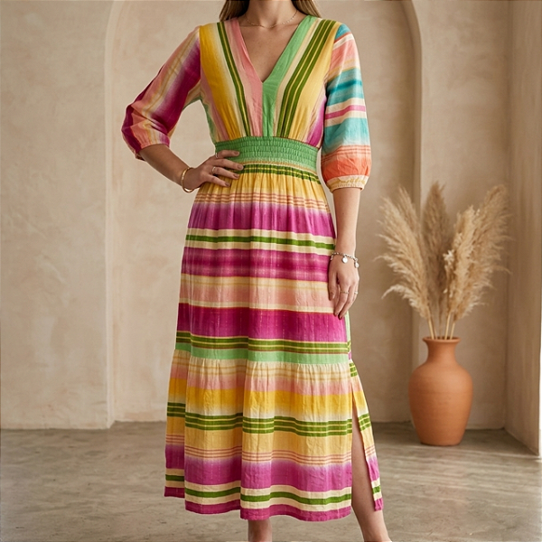 Vestido colorido viscolinho P