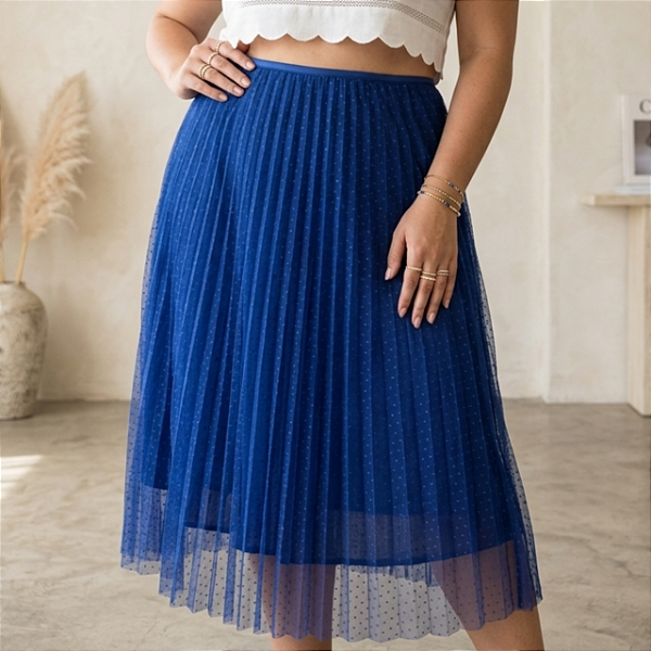 Saia tule plissada M Caos