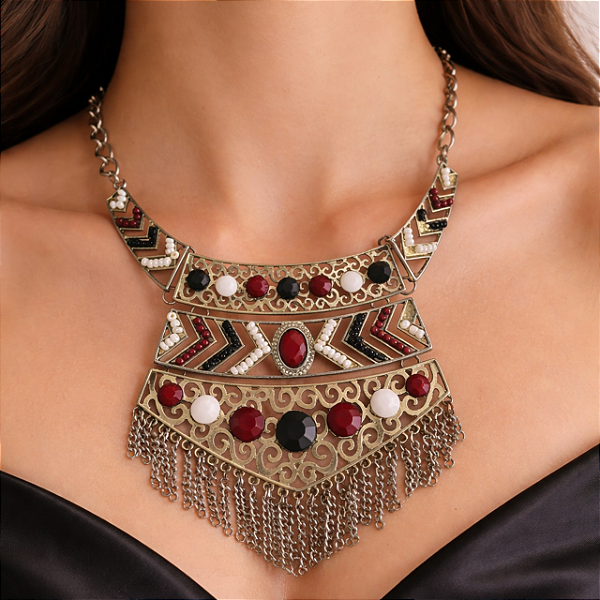 Maxi colar tribal étnico