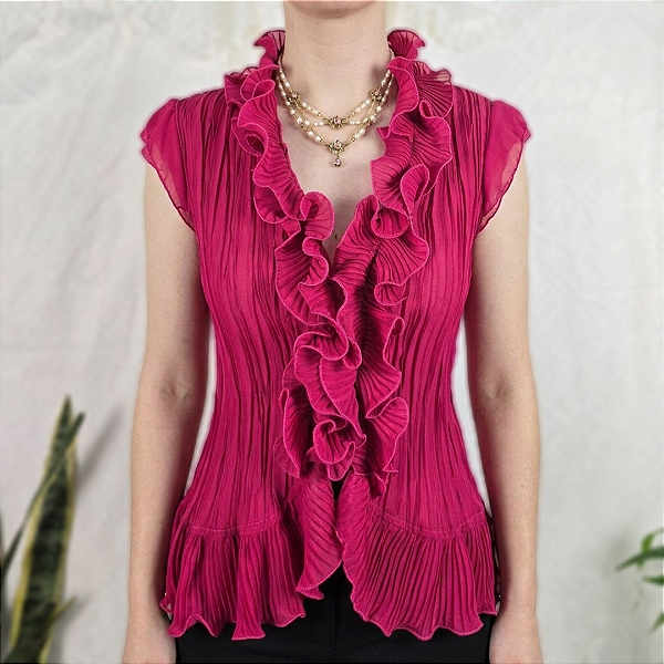 Blusa plissada magenta P/M