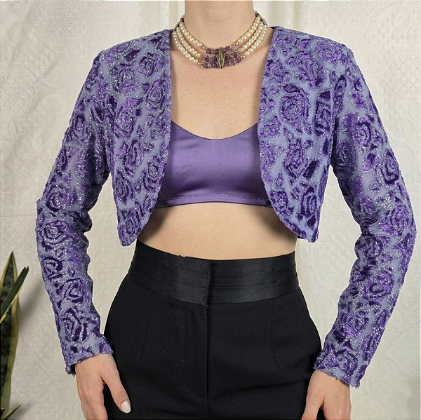 Bolero vintage 80's veludo devoré PP/P