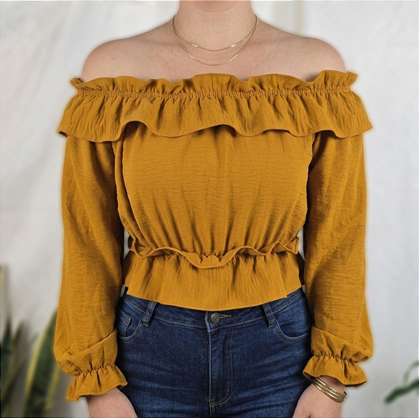 Blusa mostarda ciganinha P/M