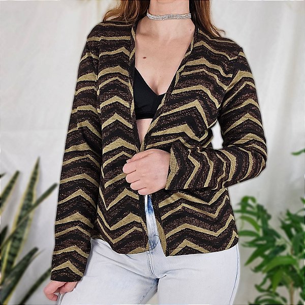 Cardigan vintage marrom chevron M