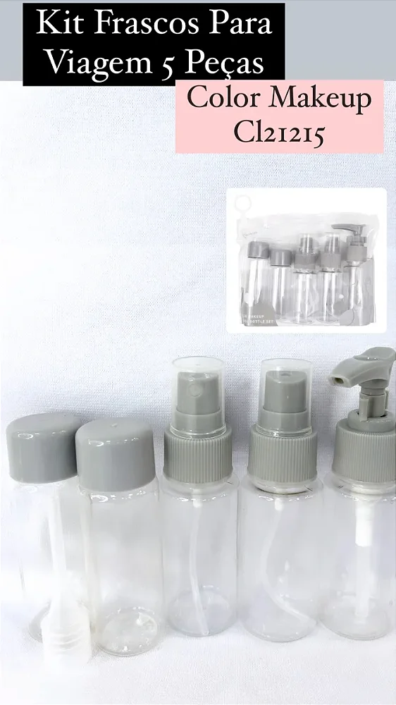 Kit Frascos Para Viagem 5 peças Color Makeup Cl21215