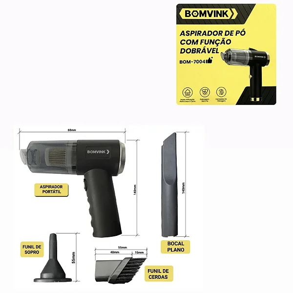 Aspirador de pó com função dobrável 50W BOM VINK BOM-7004