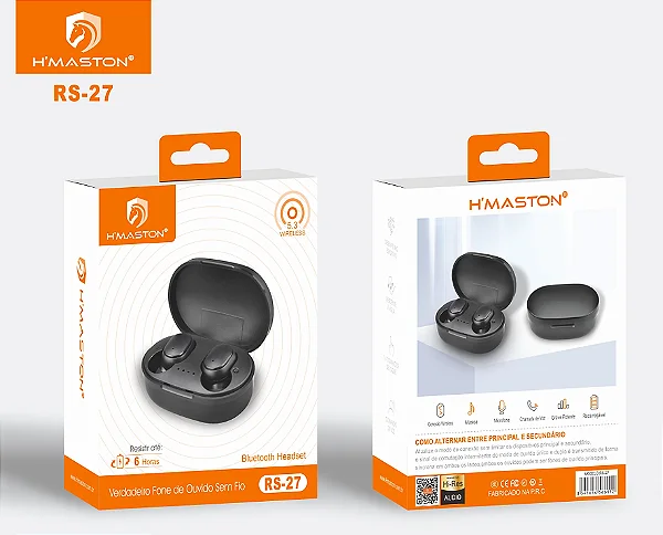 Fone De Ouvido Sem Fio Bluetooth 5.3 Rs-27