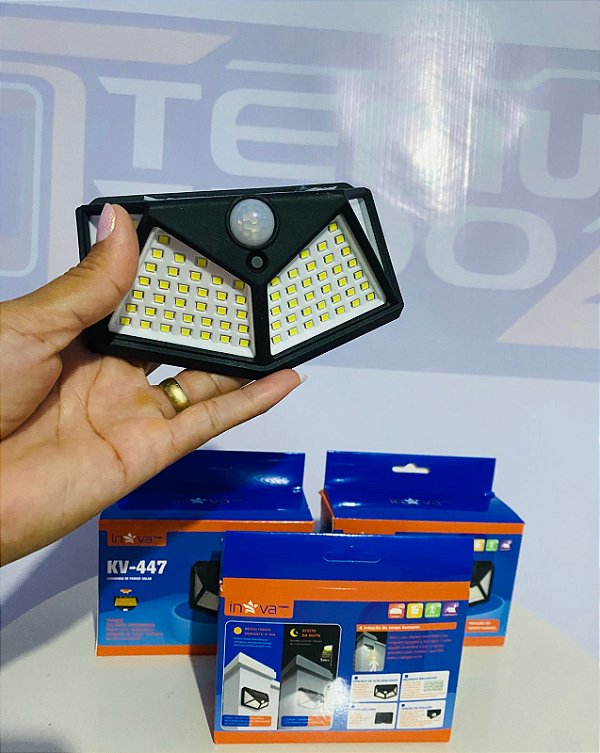 Luminária Solar Parede 100 Led Sensor Presença KV-447