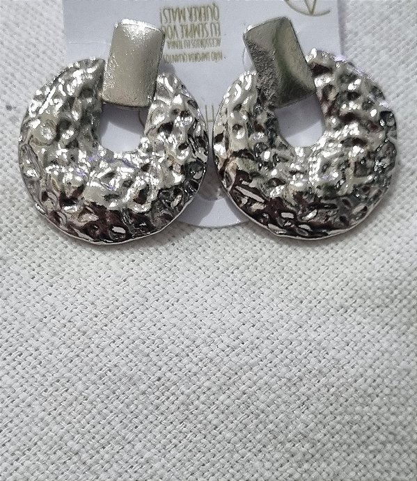 Brinco  Redondo Prata Martelado