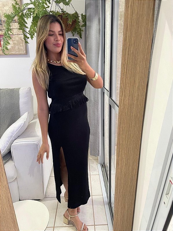 Conj. Cropped/Saia Nina - Canelado