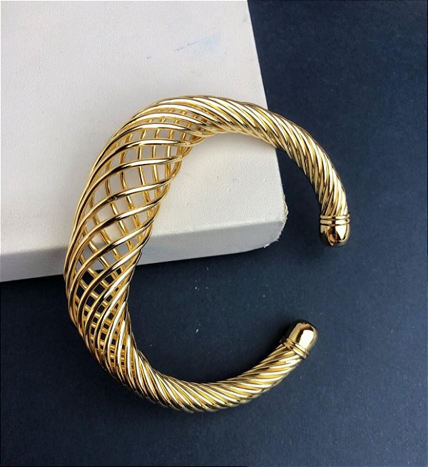 Bracelete Luxo Trançado Dourado