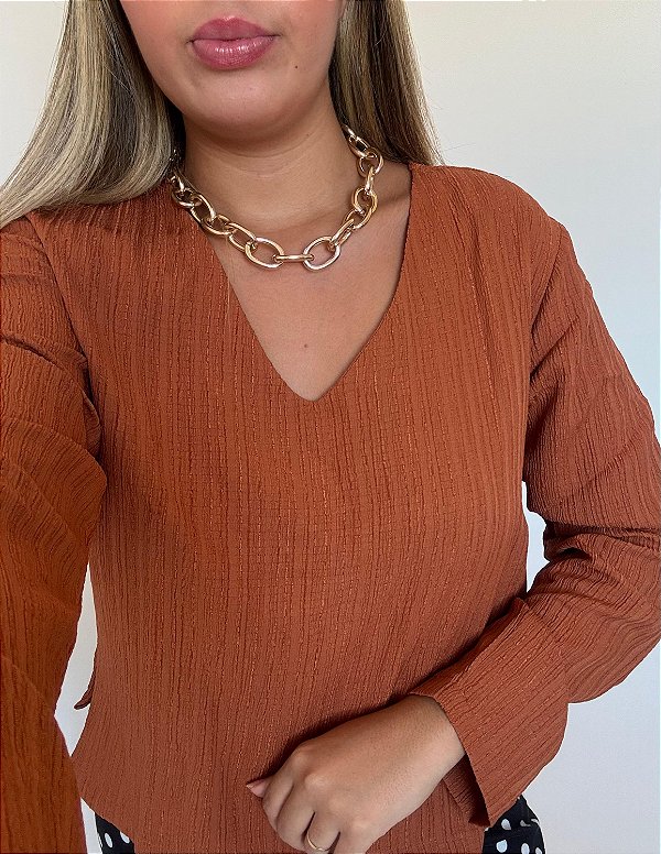 Blusa Manga Longa Texturizada