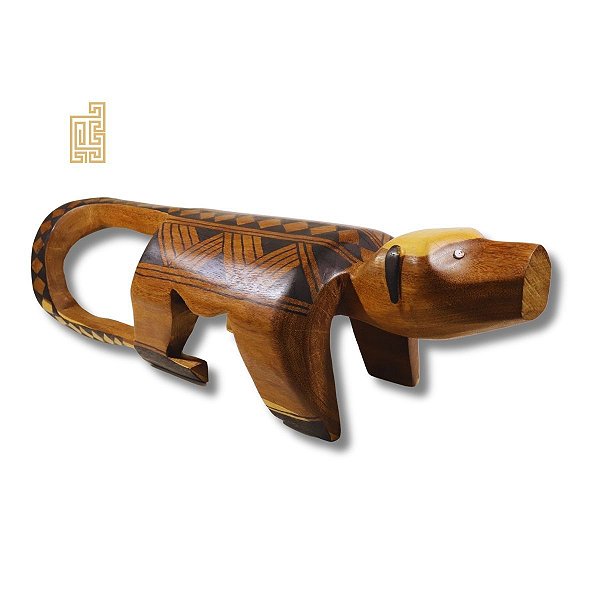 Banco  étnico Waura Madeira Macaco