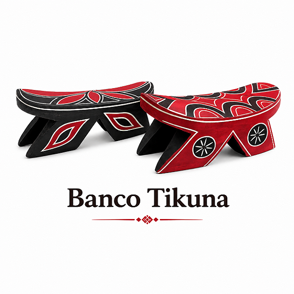 Banco Tikuna madeira para decoração