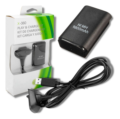 Bateria Controle Xbox 360 Recarregável Com Carregador Usb