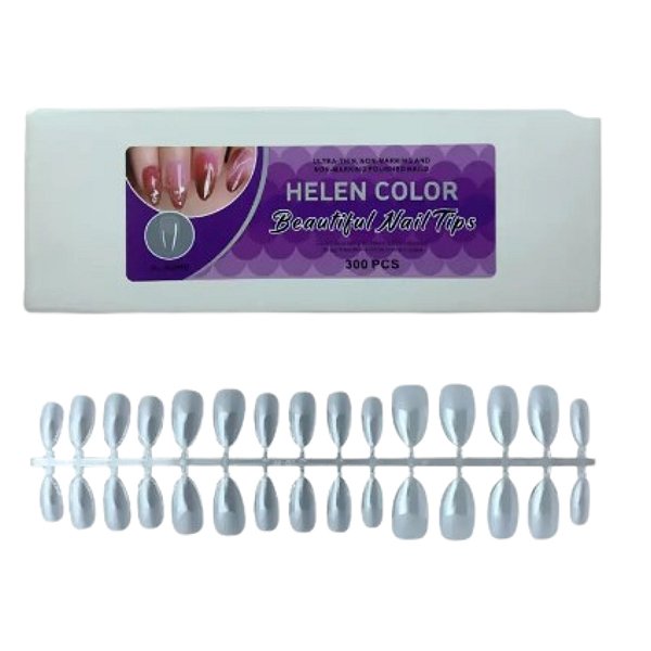 Unha Postiça em Gel Almond com base Fosca - Helen Color
