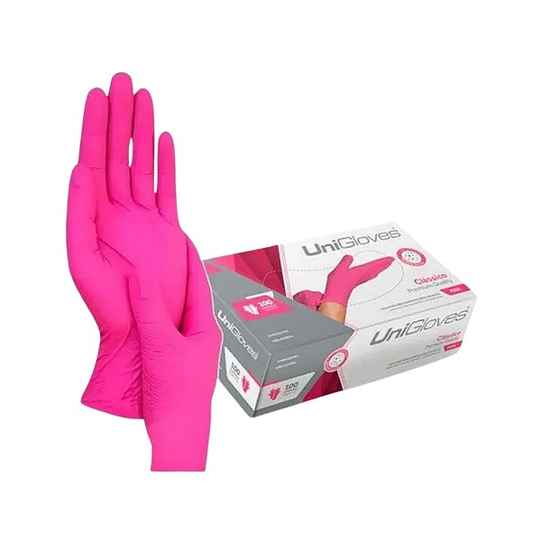 Luva com Pó Clássico Pink Tamanho M - Unigloves