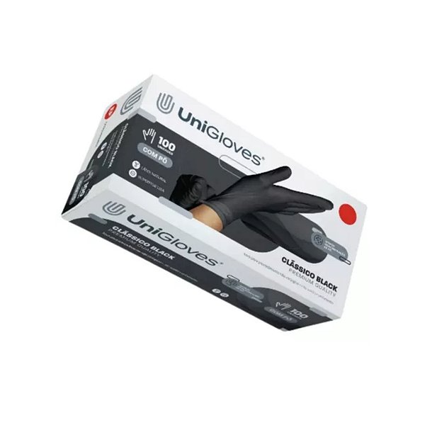 Luva Clássica em Látex Black Tamanho M - Unigloves